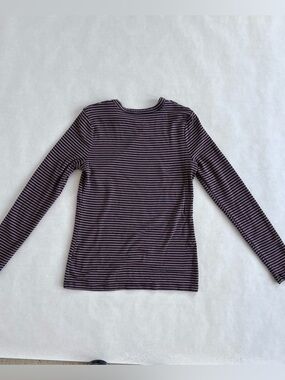 A New Day Brown, Black & White Striped Cotton Blend Pullover Shirt Women’s Small